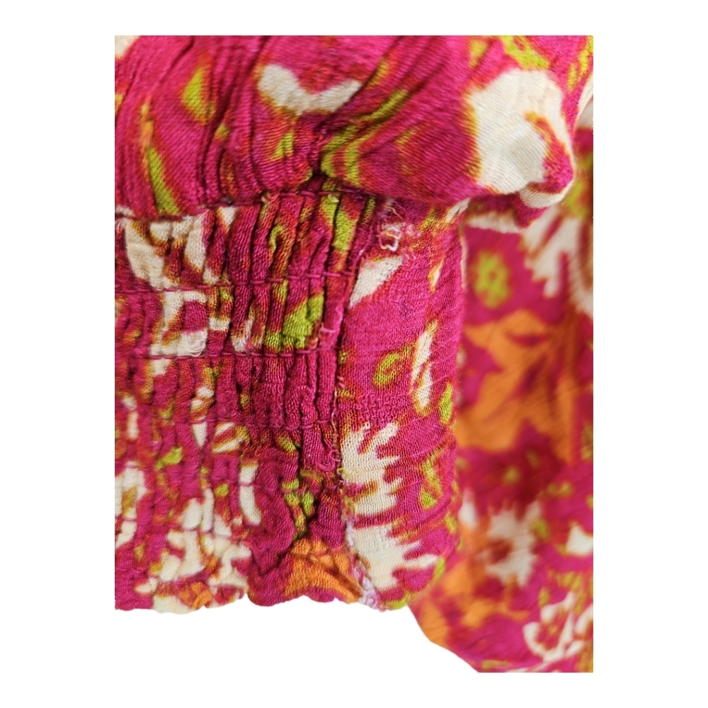 Rachel Zoe Long Sleeve Cropped Batik Gypsy Peasant Style Beach Top Size M - Picture 9 of 9